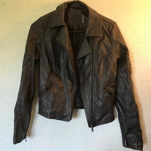 Dark brown joujou faux leather jacket